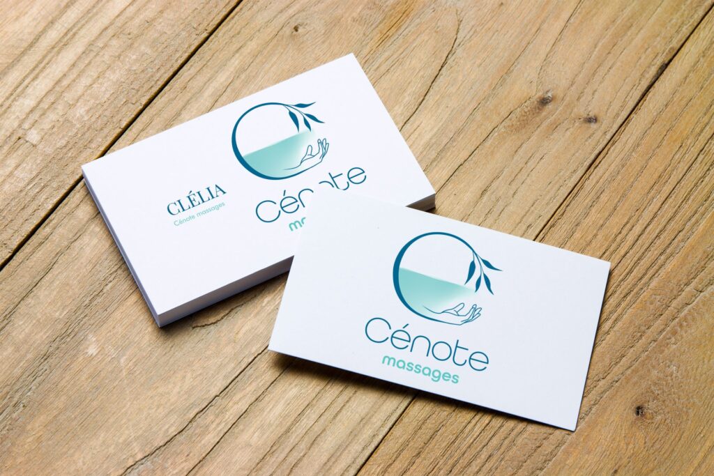 mockup de carte de visite pour Cénote massages bien être